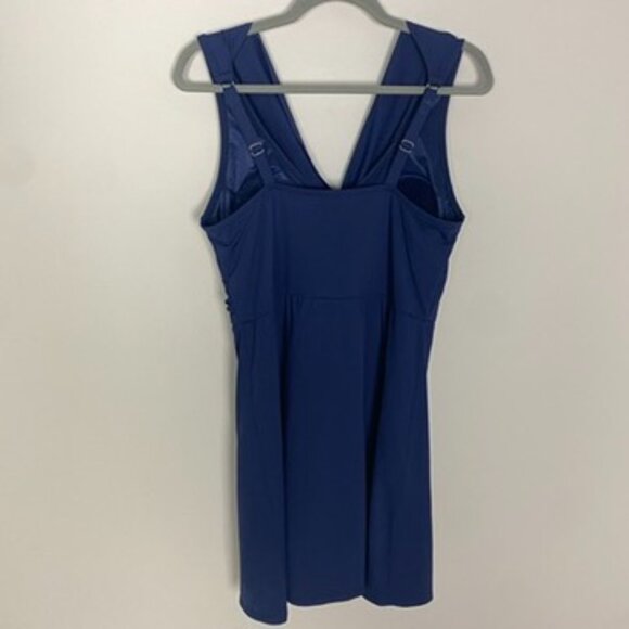 Lands End One Piece Swimsuit Dress Blue Womens 14 Swim Modest Surplice Neckline - Picture 2 of 7